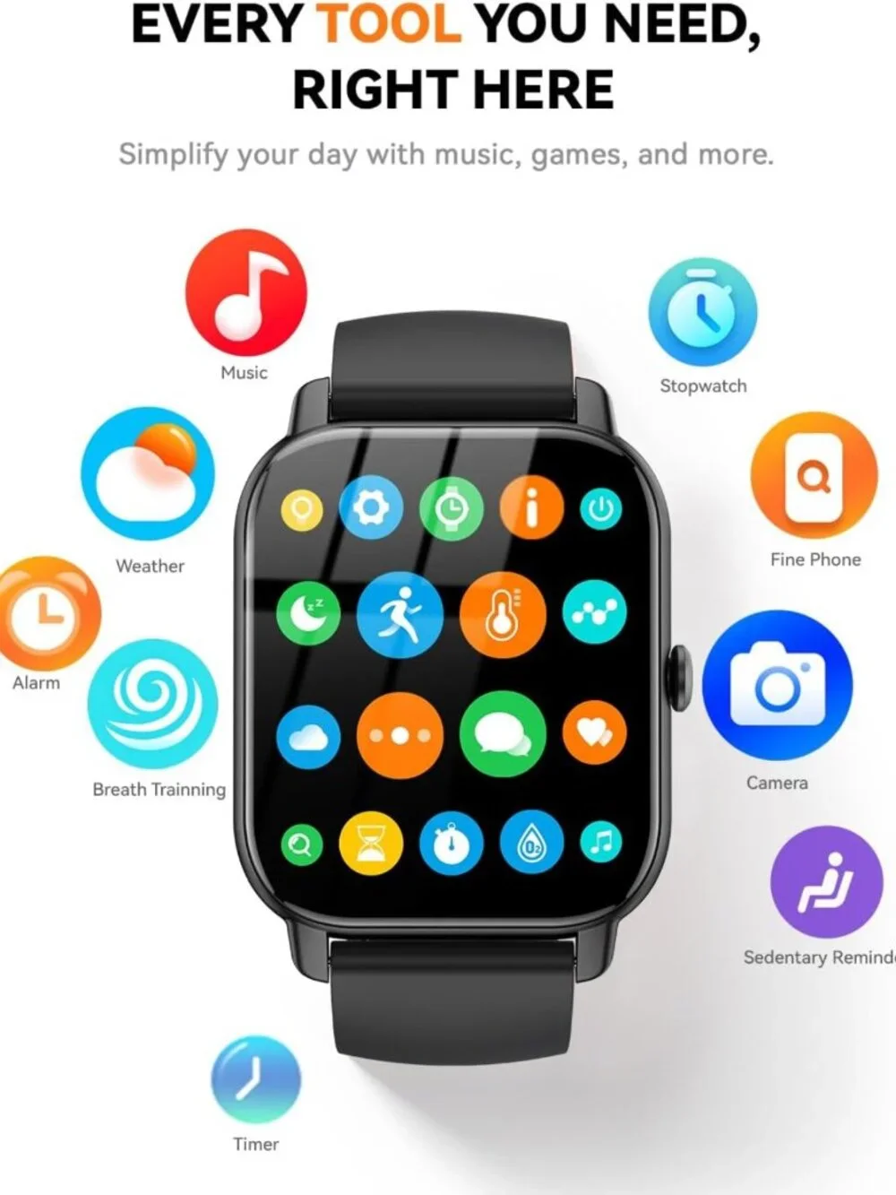 Waterproof Fitness Tracker Smart Watch for Men & Women, Activity & Sleep Monitor